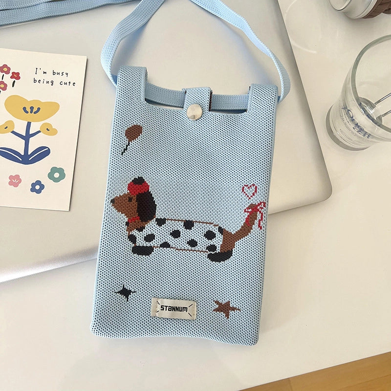 Women's Polyester Printing Animal Color Block Cute Square Buckle Shoulder Bag Phone Wallets