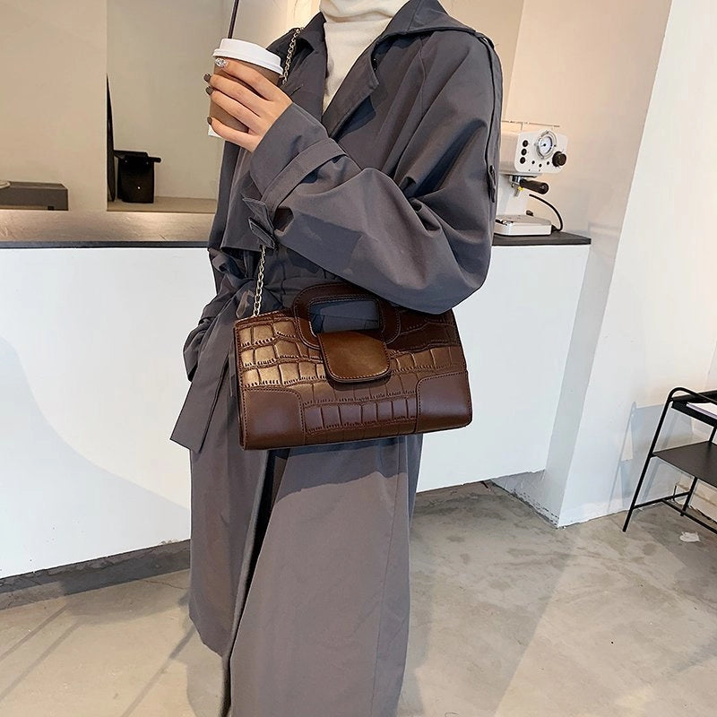 New Chain Crocodile Pattern Simple One-shoulder Messenger Handbag