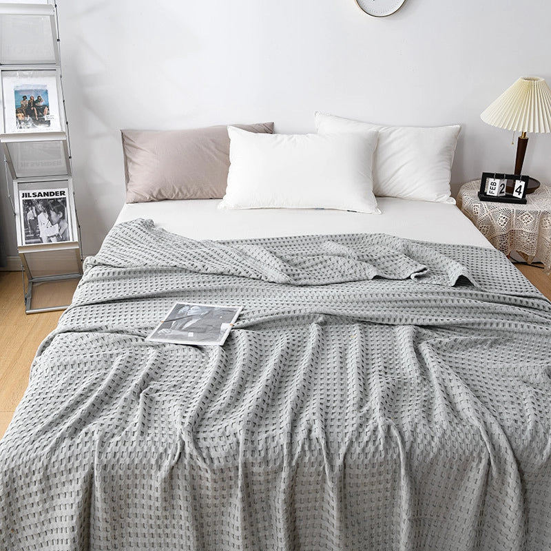 Adult Waffle Pure Cotton Towel Quilt Cotton Gauze Cover Blanket Lunch Break Towel Blanket Summer Cool Quilt Gauze Quilt Towel Quilt