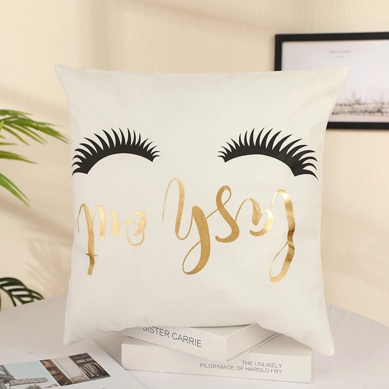 Classical Letter Short Plush Pillow Cases
