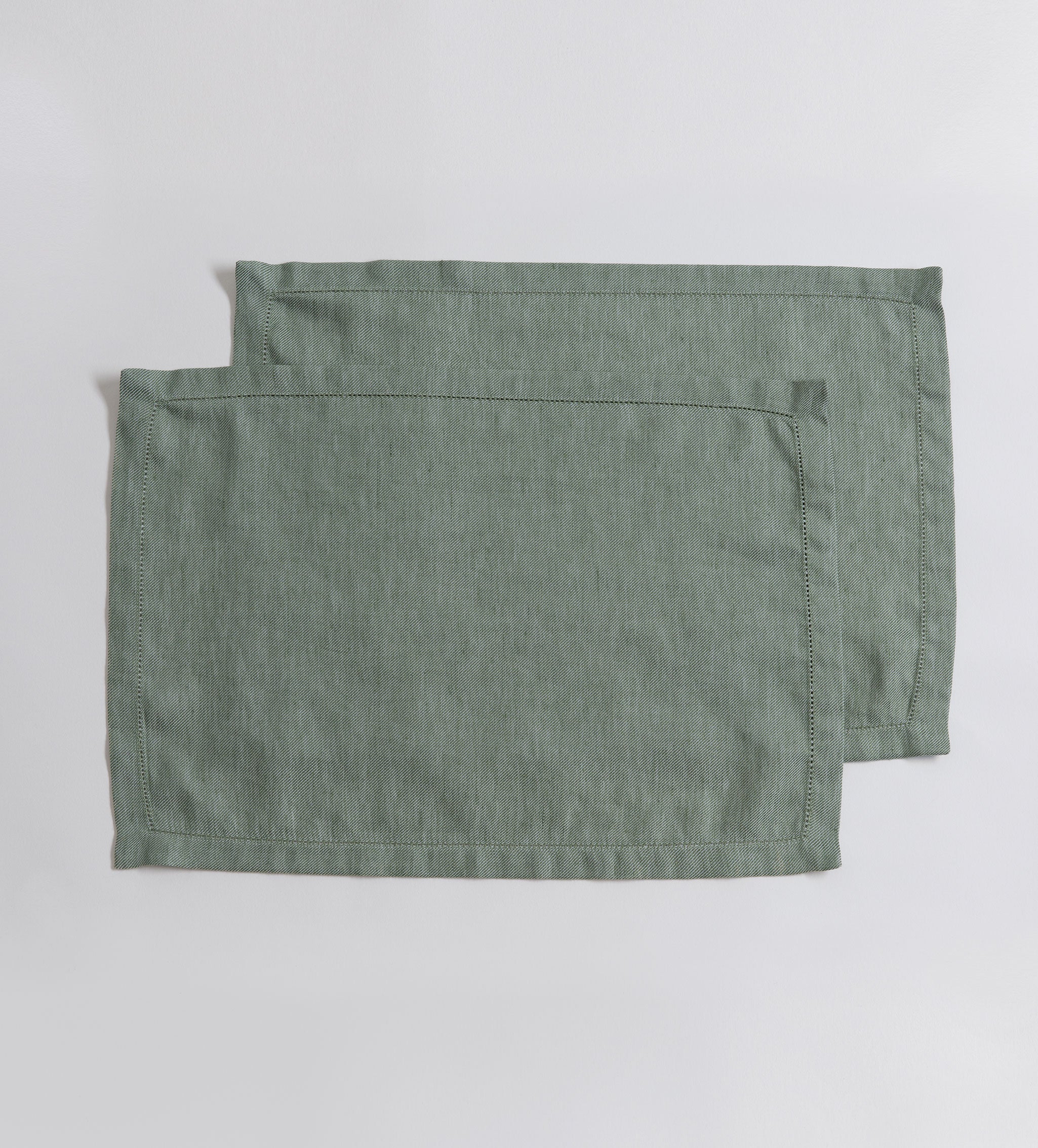 Olive Green Twill Cotton Linen Placemats - Set of 2