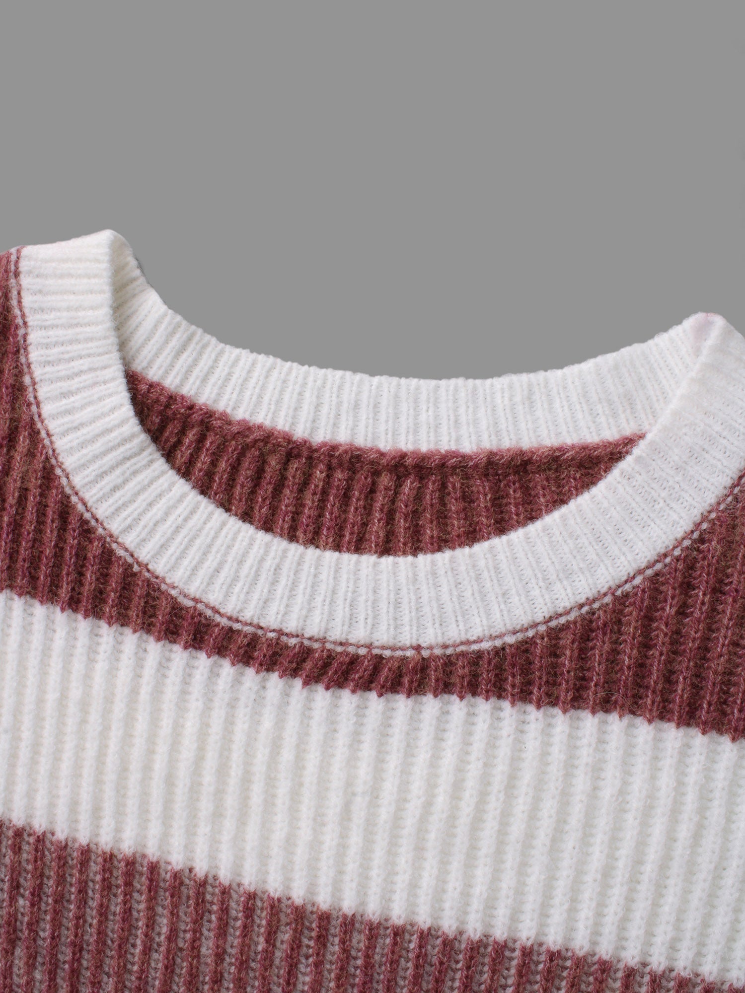 Color Block Round Neck Texture Pullover