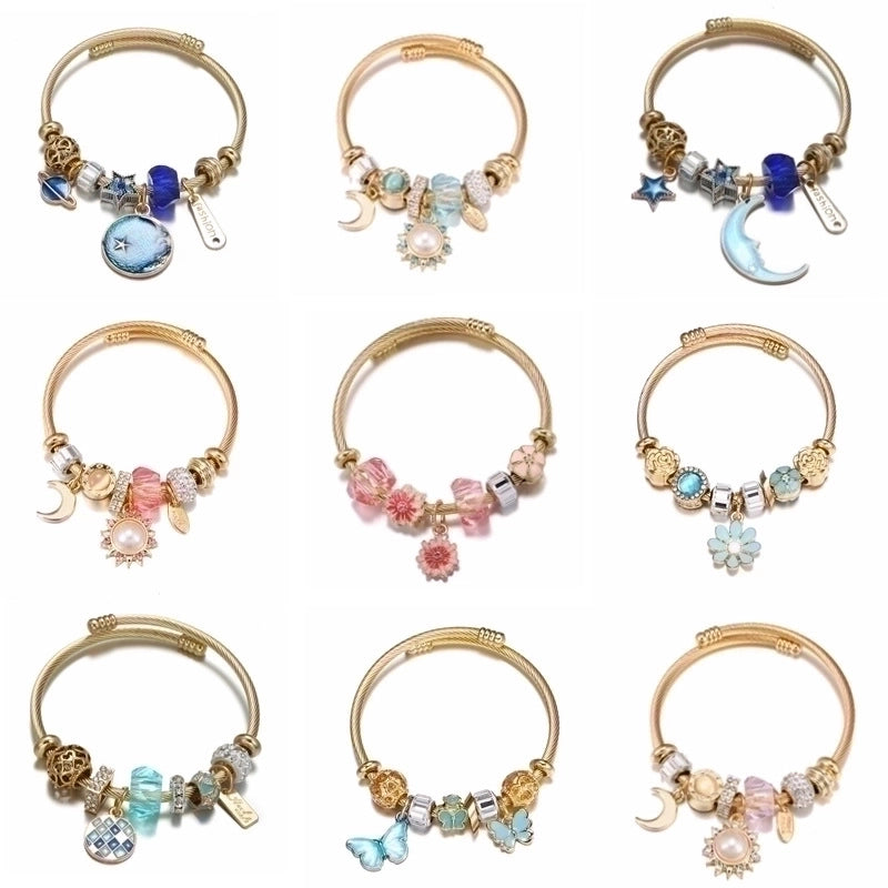 Cartoon Style Geometric Stainless Steel Patchwork Artificial Gemstones Bangle 1 Piece
