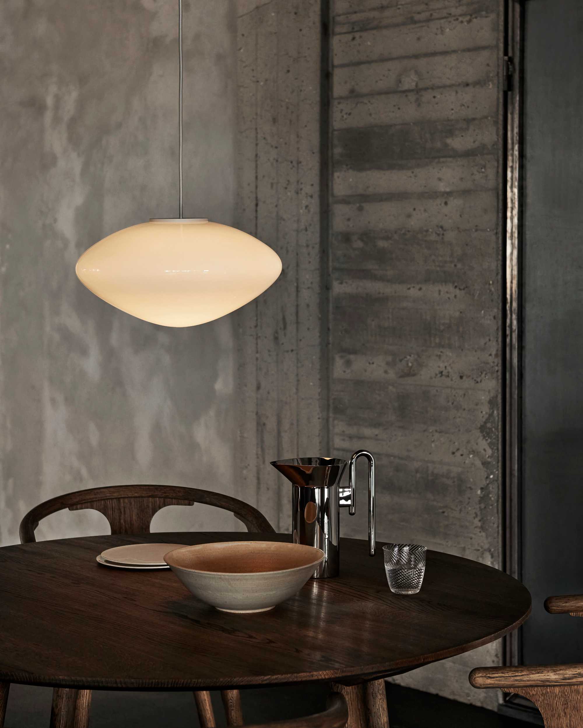 refurbished | &Tradition AP16 Mist Pendant Lamp. Matt White/Opal Glass