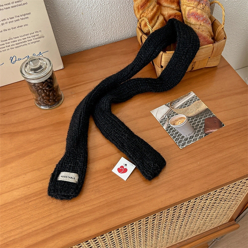 Women's Sweet Solid Color Polyester Knitted Scarf