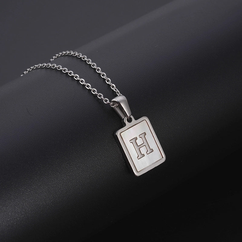Minimalist Letter Rectangle 304 Stainless Steel Titanium Steel Shell 18K Gold Plated Plating Pendant Necklace