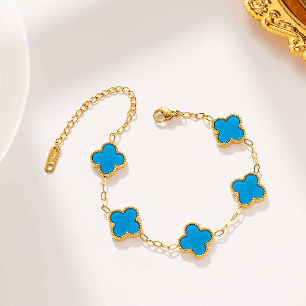 Moderate Luxury Letter Number Flower Stainless Steel 18K Gold Plated Necklaces