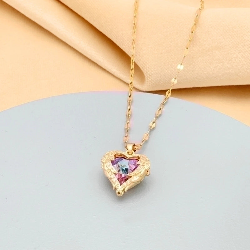Stainless Steel Fashion Gold Plated Heart Shape Pendant Necklace