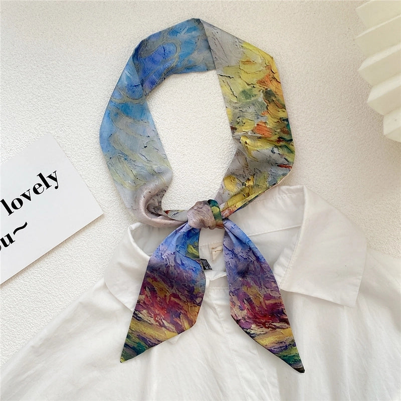 Women's Sweet Oil Painting Polyester Silk Scarves