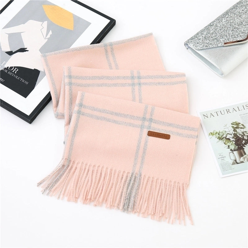 Double-line Plaid Scarf