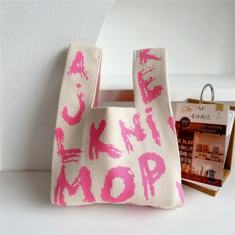 Women's All Seasons Knit Animal Star Cute Bucket Open Handbag Bucket Bag