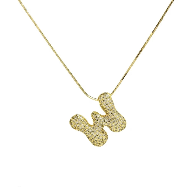 Minimalist Classic Style Letter Copper Plating 18K Gold Plated Pendant Necklace