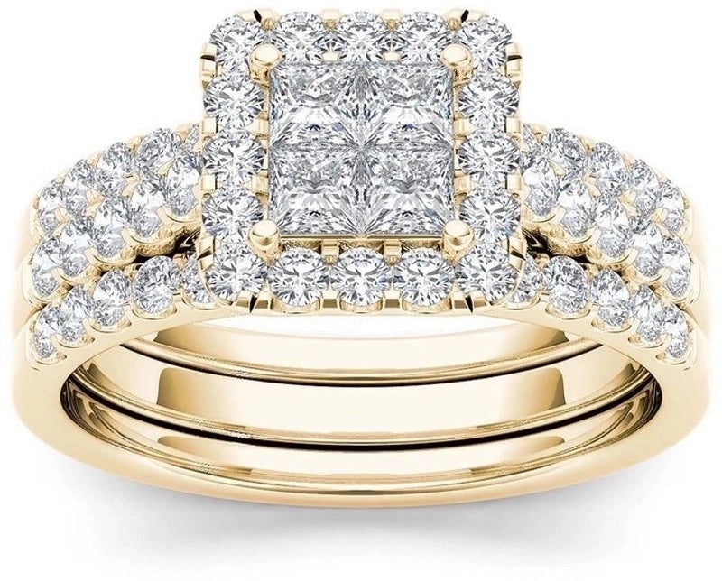 Fashion Flower Alloy Plating Artificial Gemstones Women'S Ring Sets