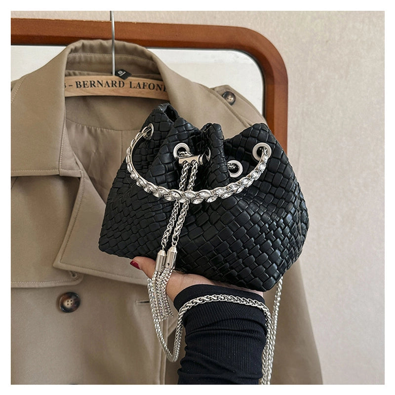 Women's Small Pu Leather Solid Color Streetwear Bucket String Crossbody Bag