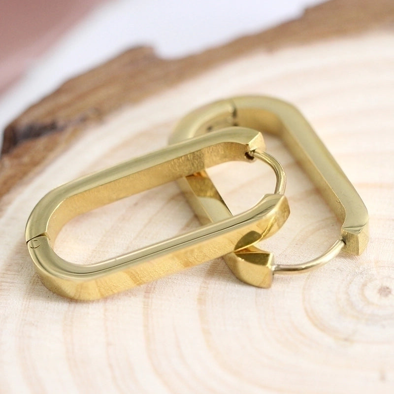 1 Pair Minimalist Oval Plating Stainless Steel Earrings