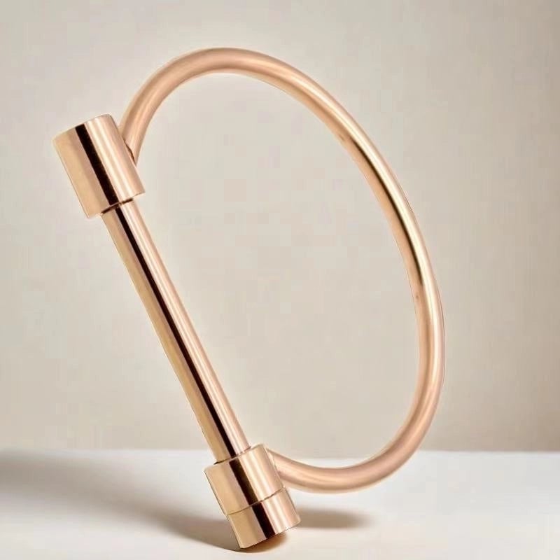 Retro Round Titanium Steel Inlay Zircon Bangle