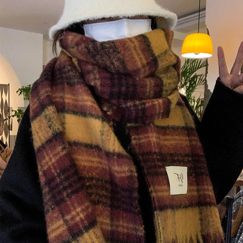 Women's Lady Minimalist Lattice Imitation Cashmere Scarf
