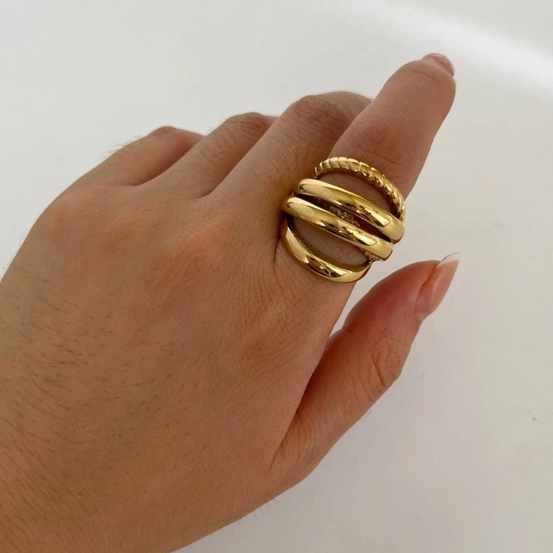 Modern Style Classic Style Color Block Solid Color 316L Stainless Steel  18K Gold Plated Plating Rings