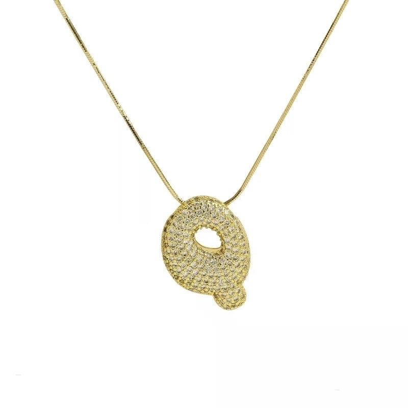 Minimalist Classic Style Letter Copper Plating 18K Gold Plated Pendant Necklace