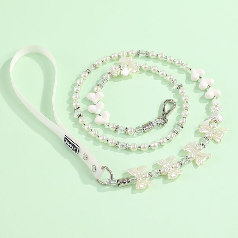 Multi-color Rhinestone Pearl Dog Cat Collar
