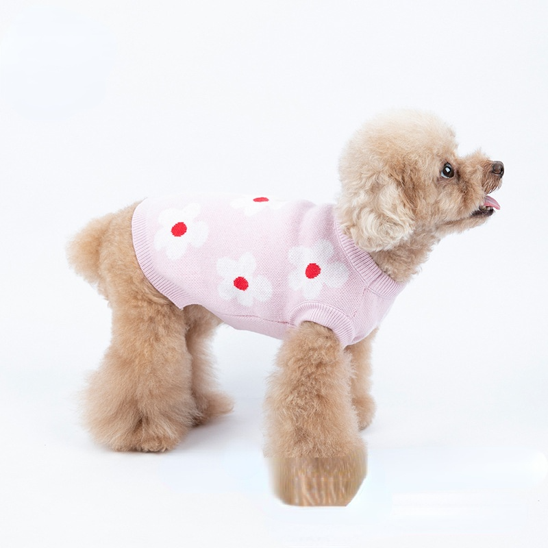 Flower Printed Dog Cat Sweater Vest