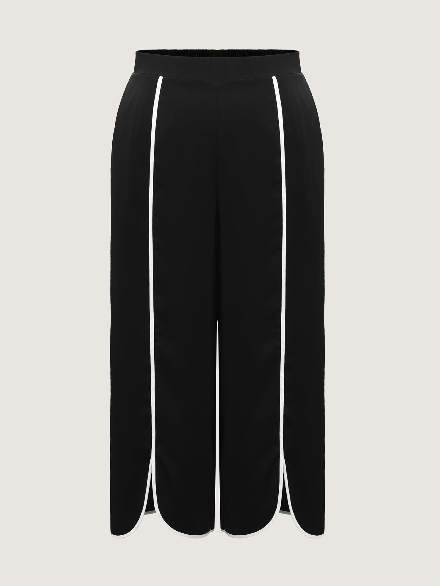 Color Contrast Split Wide-Leg Pants