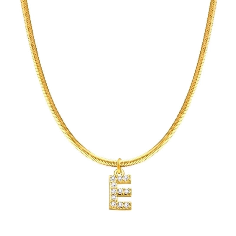 304 Stainless Steel Copper Retro Classic Style Inlay Letter Zircon Pendant Necklace