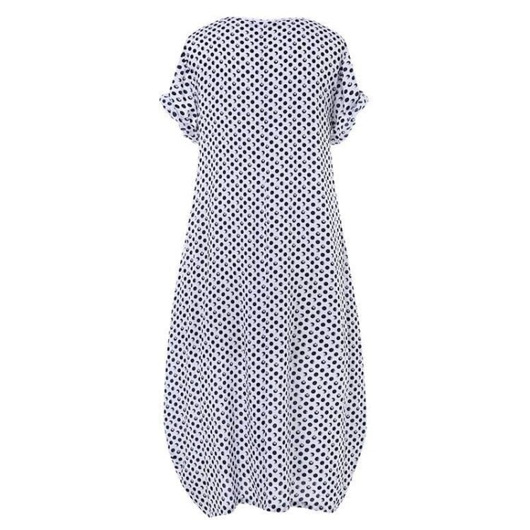 Ladies Dot Print Short Sleeve Loose Dress