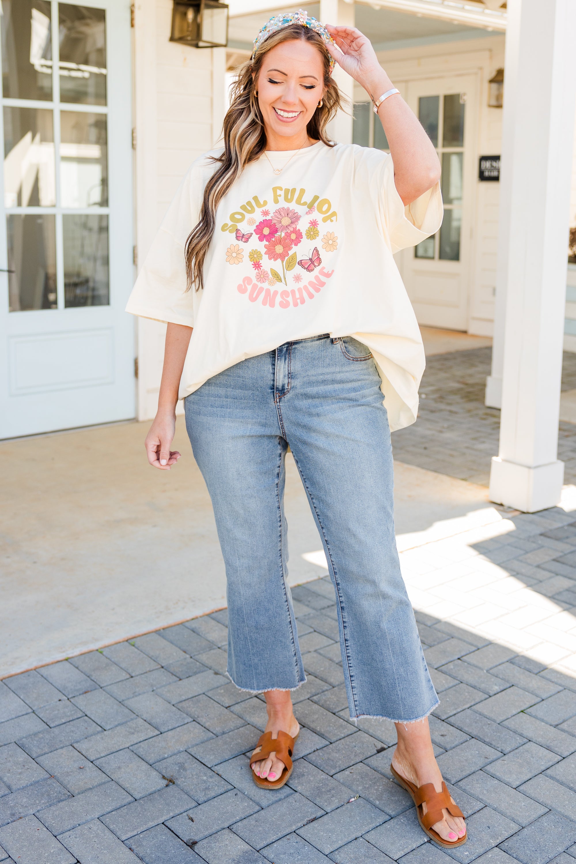 Soulful Sunshine Boyfriend Tee. Ivory