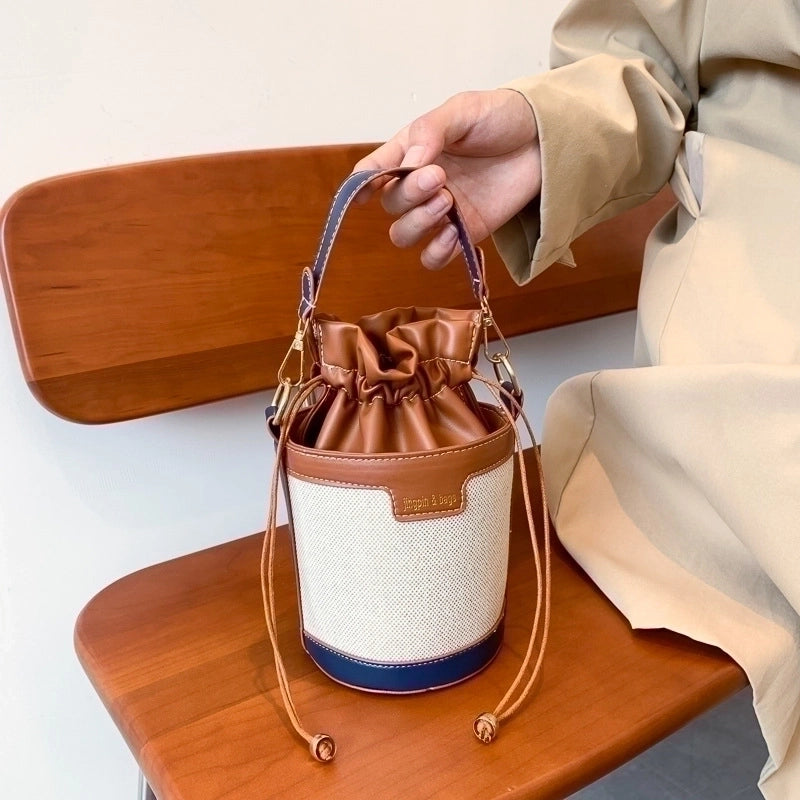 Women's Small Pu Leather Business Bucket Bag
