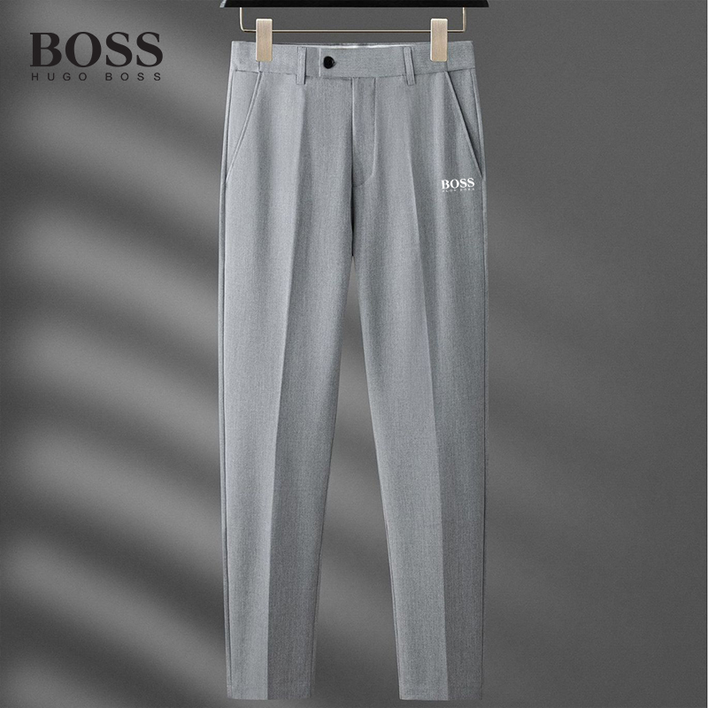 BOSS Luxury Men-s Summer Thin Casual Pants Ice Silk Elastic Drape Suit Pants