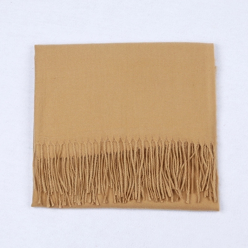 Cashmere Solid Color Scarf Women's Autumn And Winter 220g Explosions Barbed Hair Padded Travel Warm Tassel Shawl