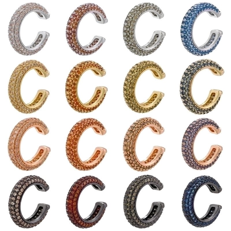 1 Piece Minimalist C Shape Plating Inlay Copper Zircon Gold Plated Earrings