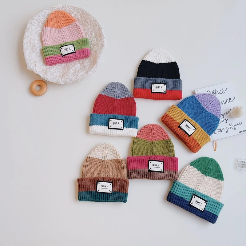 Children Unisex Streetwear Color Block Wool Cap