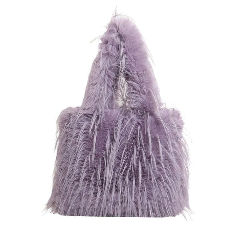 Large Capacity Plush Bag Women's Western Style Tassel Shoulder Bag Tote Bag Furry Bag
