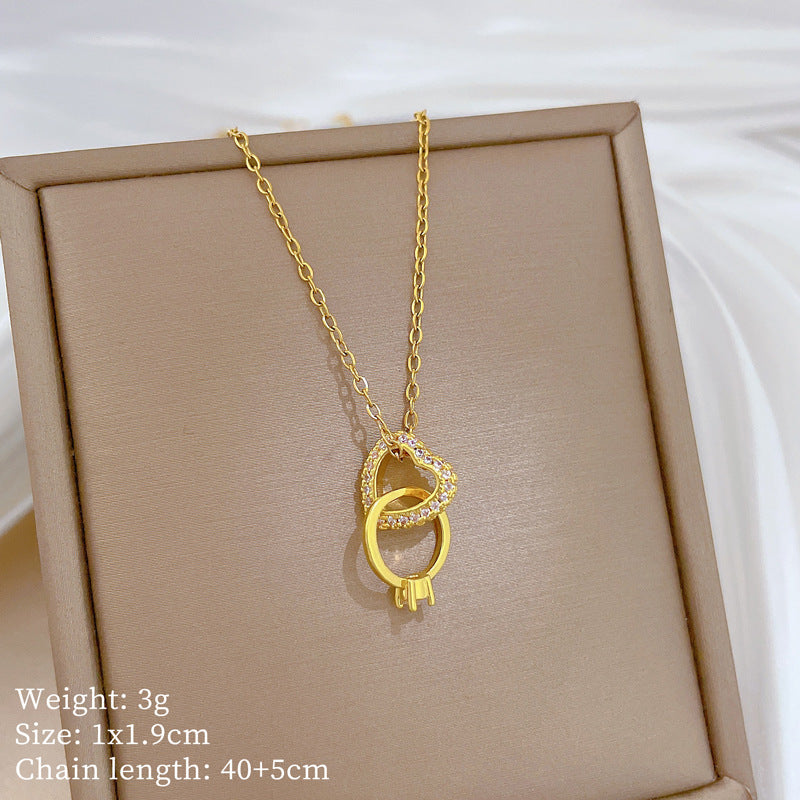 Copper Micro-Inlaid Cross Fashionable And Gorgeous Full Diamond Necklace For Women All-Match Clavicle Chain Titanium Steel
