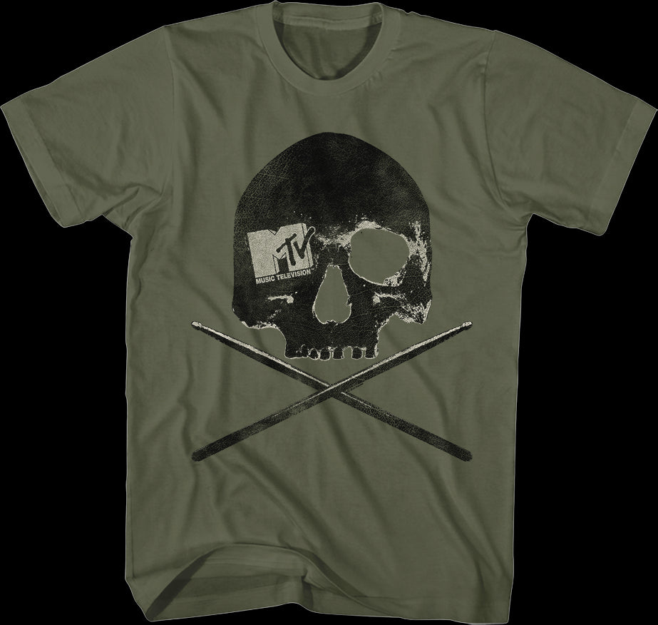 Skull And Drum Sticks MTV Shirt