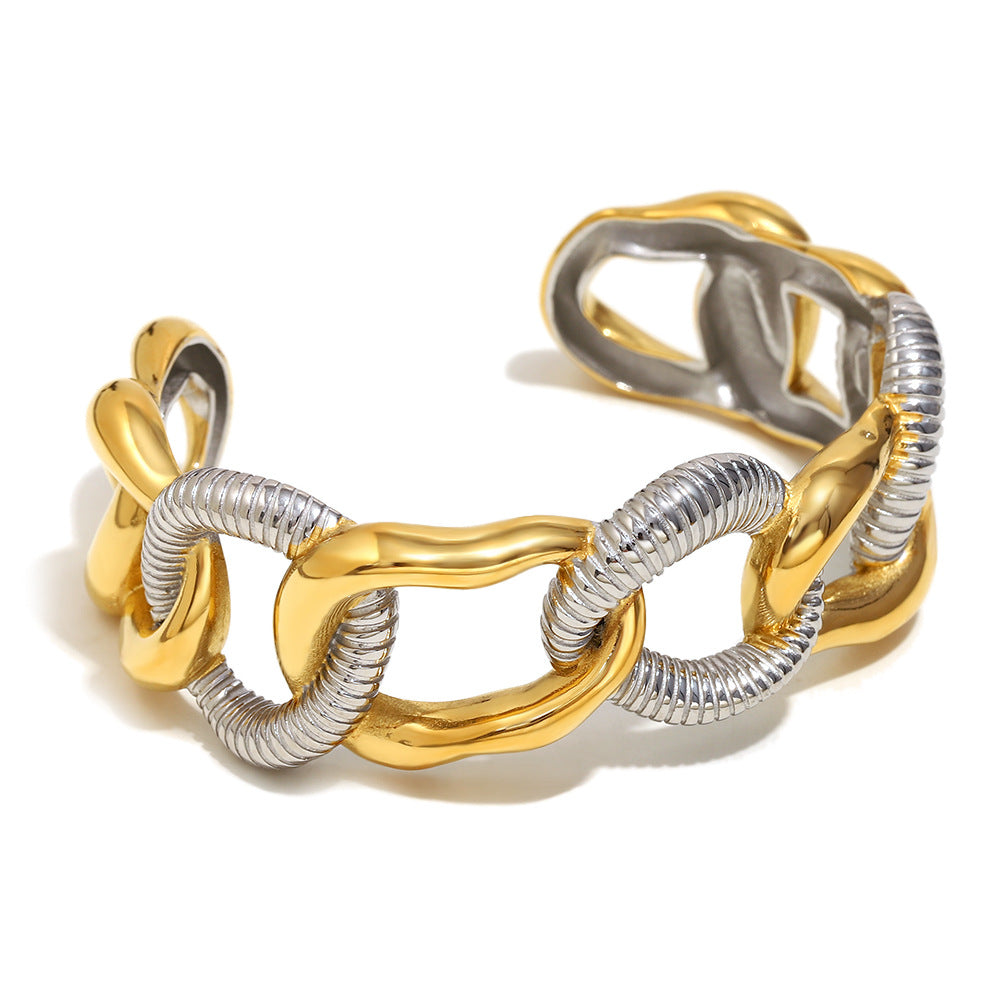 Simple And Versatile Personality Water Drop Bracelet Stainless Steel Plated 18K Gold Flower Large Chain Bracelet For Women
