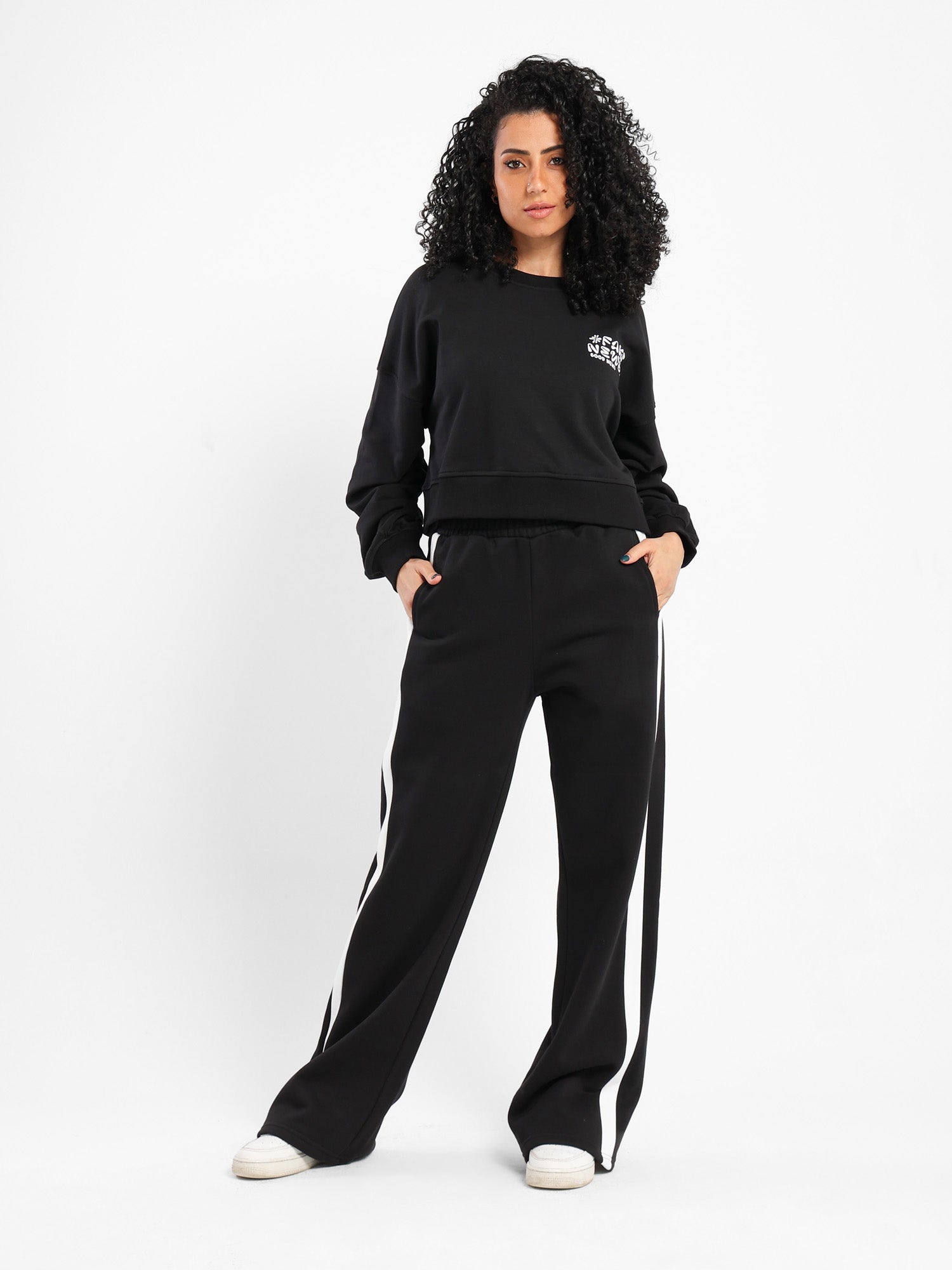 Side Stripe Wide-Leg Pants