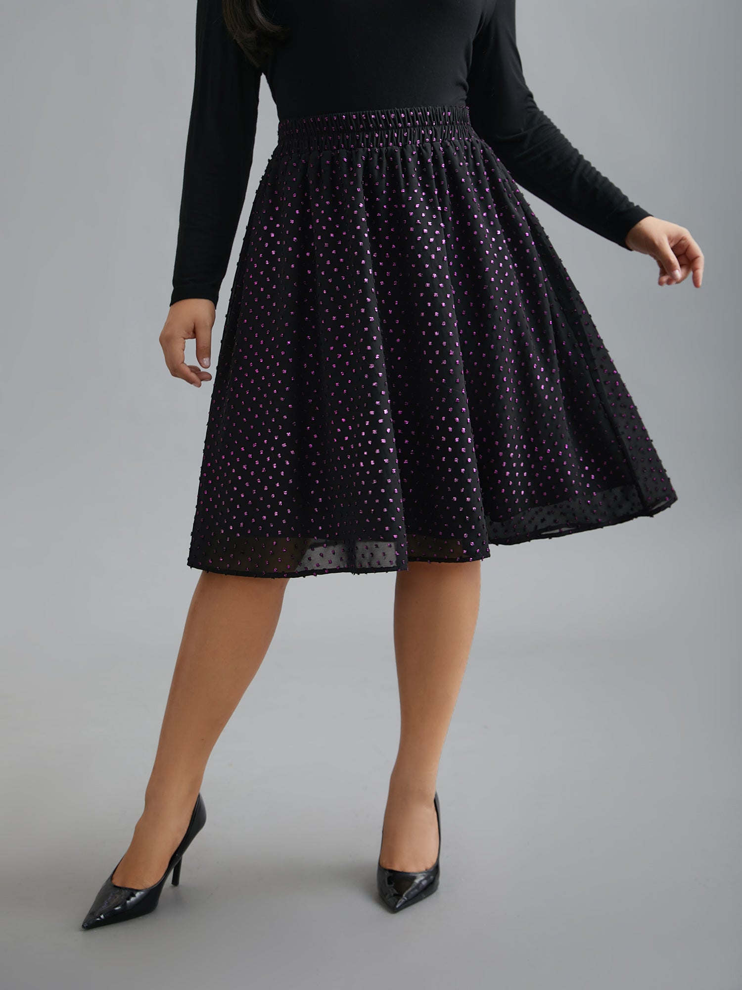Glitter Polka Dot Pleated Skirt