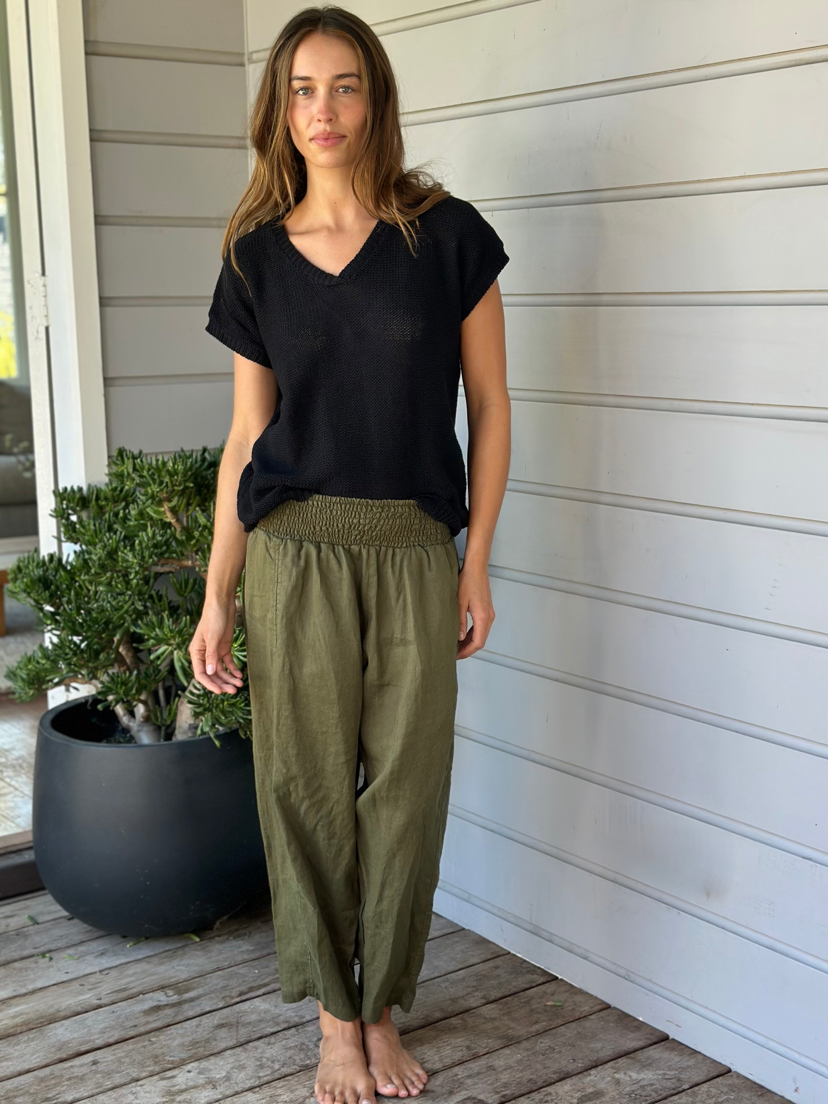 lara knit top - black cotton