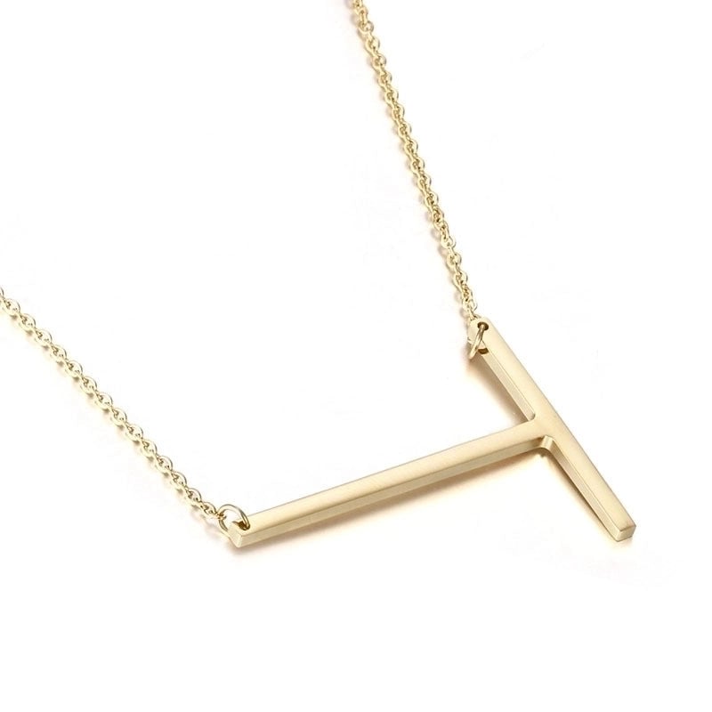 Titanium Steel 18K Gold Plated Minimalist Plating Letter Necklace