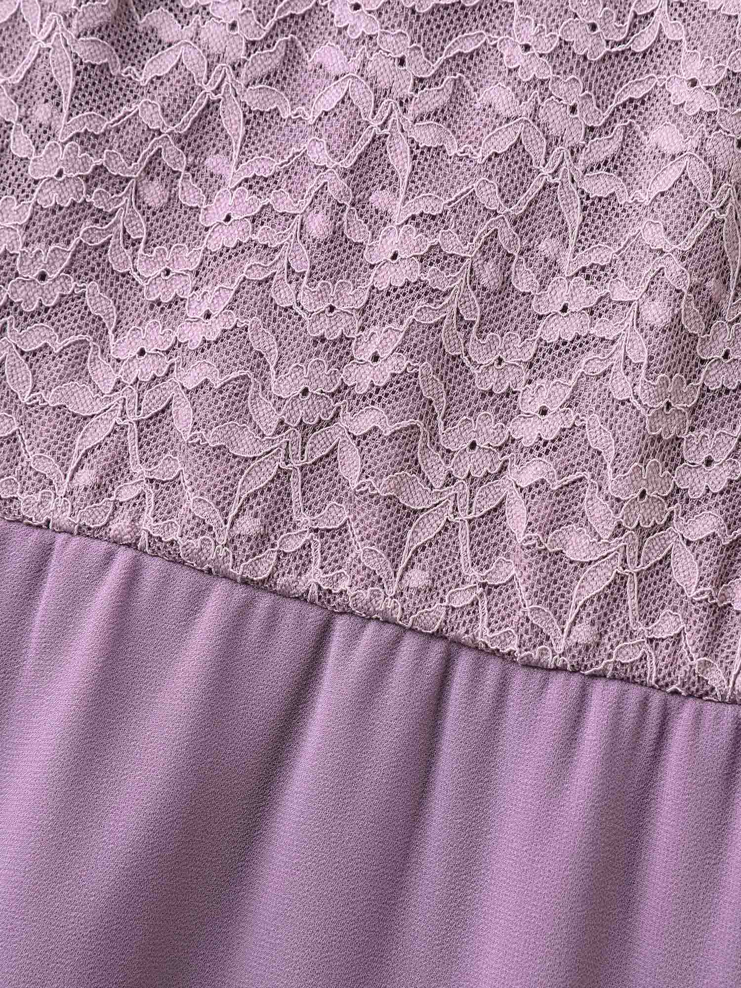 Lace Sheer Stretchy Waist Tie Midi Dress