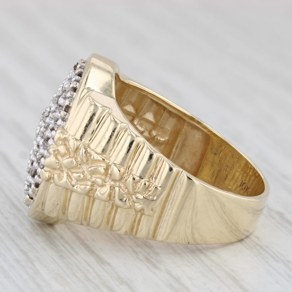 0.80ctw Pave Diamond Cluster Ring 10k Yellow Gold Size 10