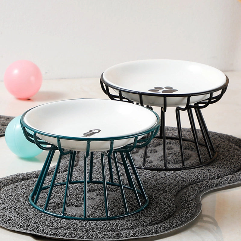 Pet Ceramic Bowl  Cat Bowl High-legged Ceramic Cat Food Bowl Snack Canned Plate Anti-cervical Spondylosis Anti-overturning Cat Food Basin