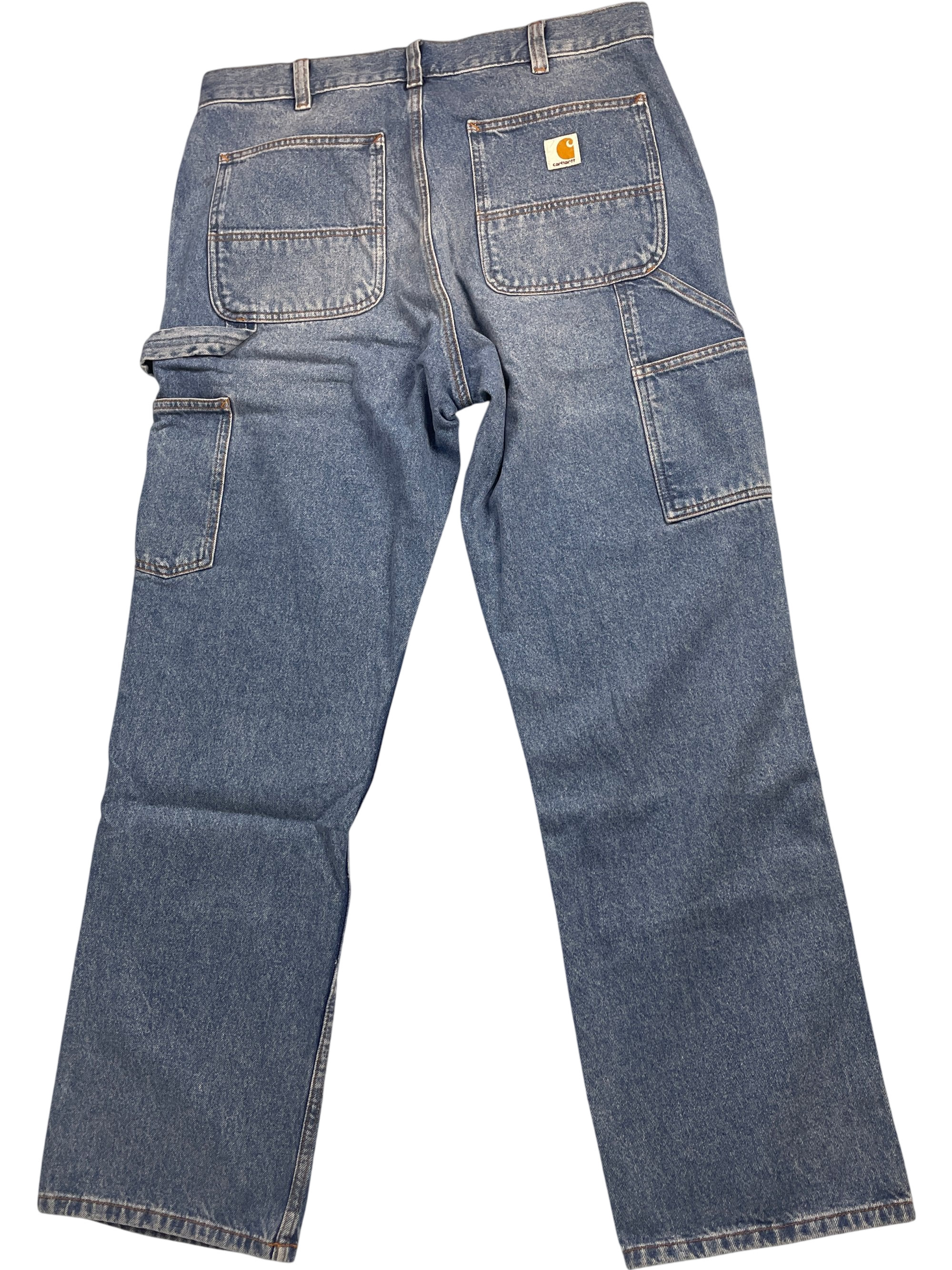 Carhartt Light Wash Denim Workwear Loose Fit Cargo Jeans