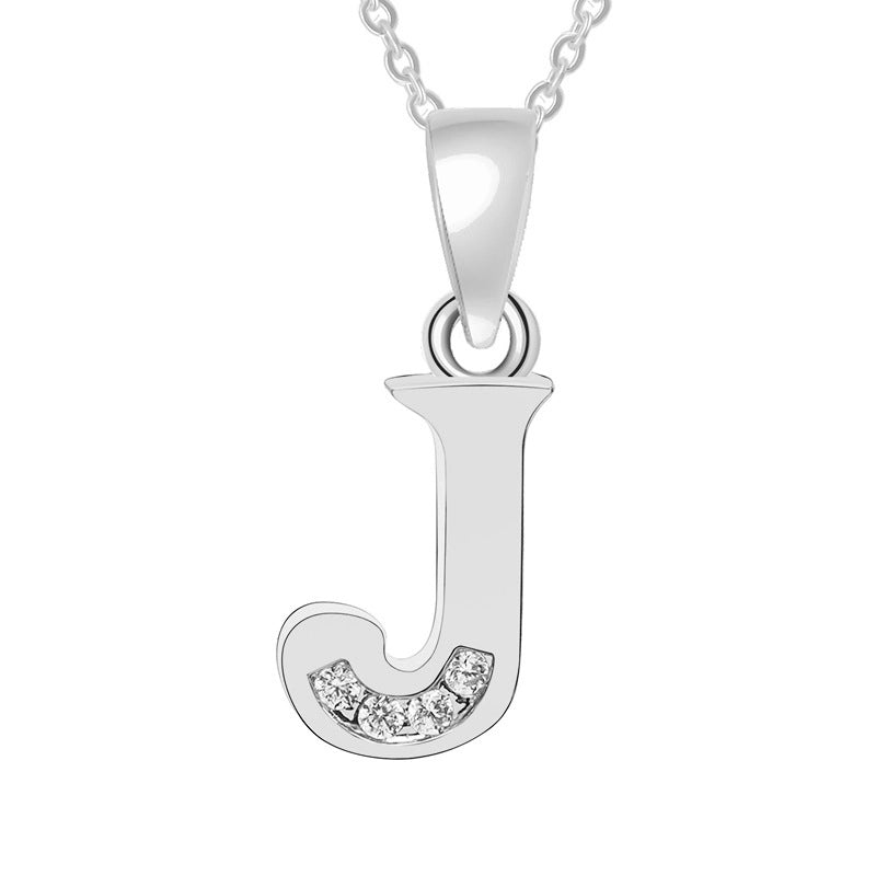 Minimalist Letter Copper Plating Inlay Zircon Pendant Necklace
