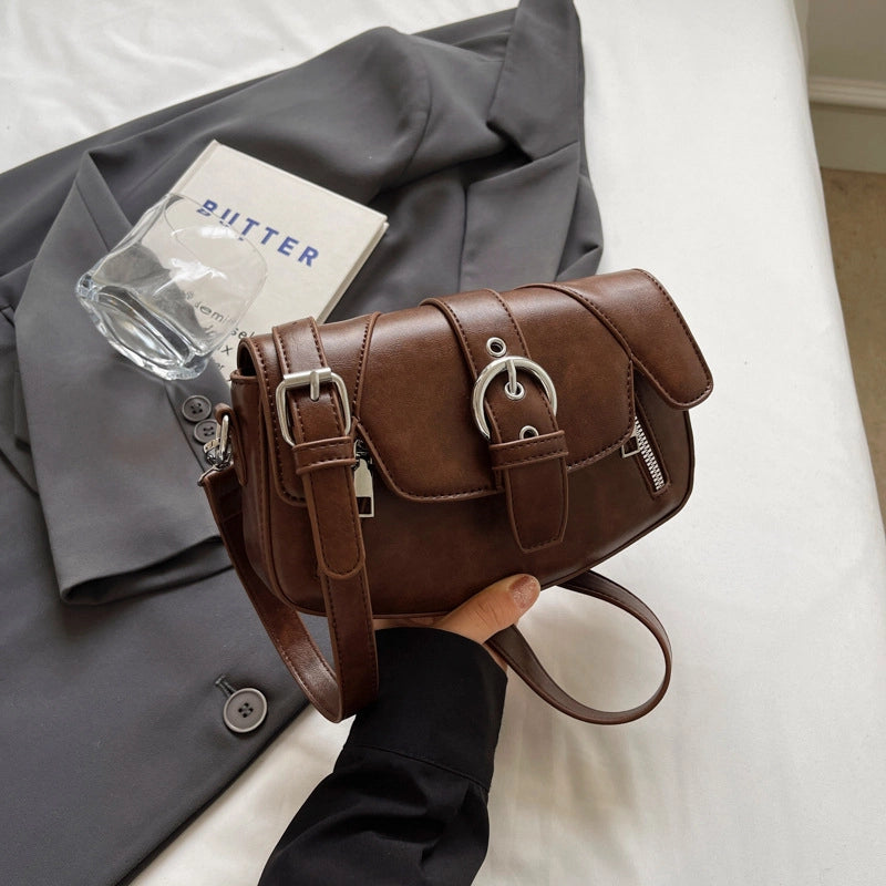 Women's Medium Pu Leather Solid Color Vacation Classic Style Square Magnetic Buckle Shoulder Bag