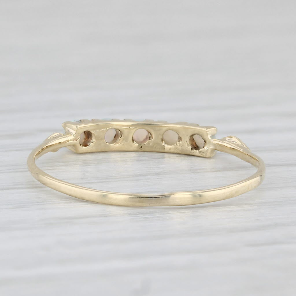 Round Opal 5-Stone Ring 14k Yellow Gold Size 9.5 Stackable