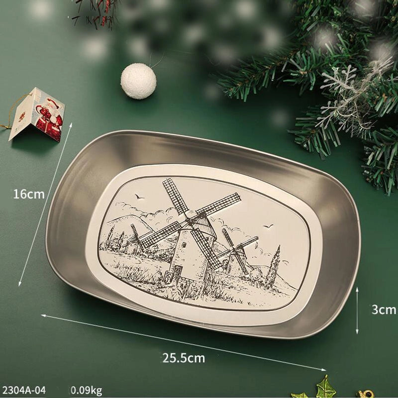 Casual Elegant Christmas Hat Christmas Tree Santa Claus Tinplate Tableware 1 Piece